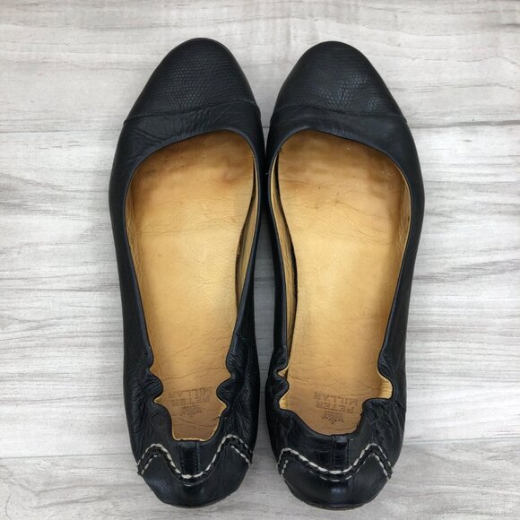 Peter Millar Ballet Flats Womens 8.5M Black Leather Slip On Shoes - Picture 8 of 13